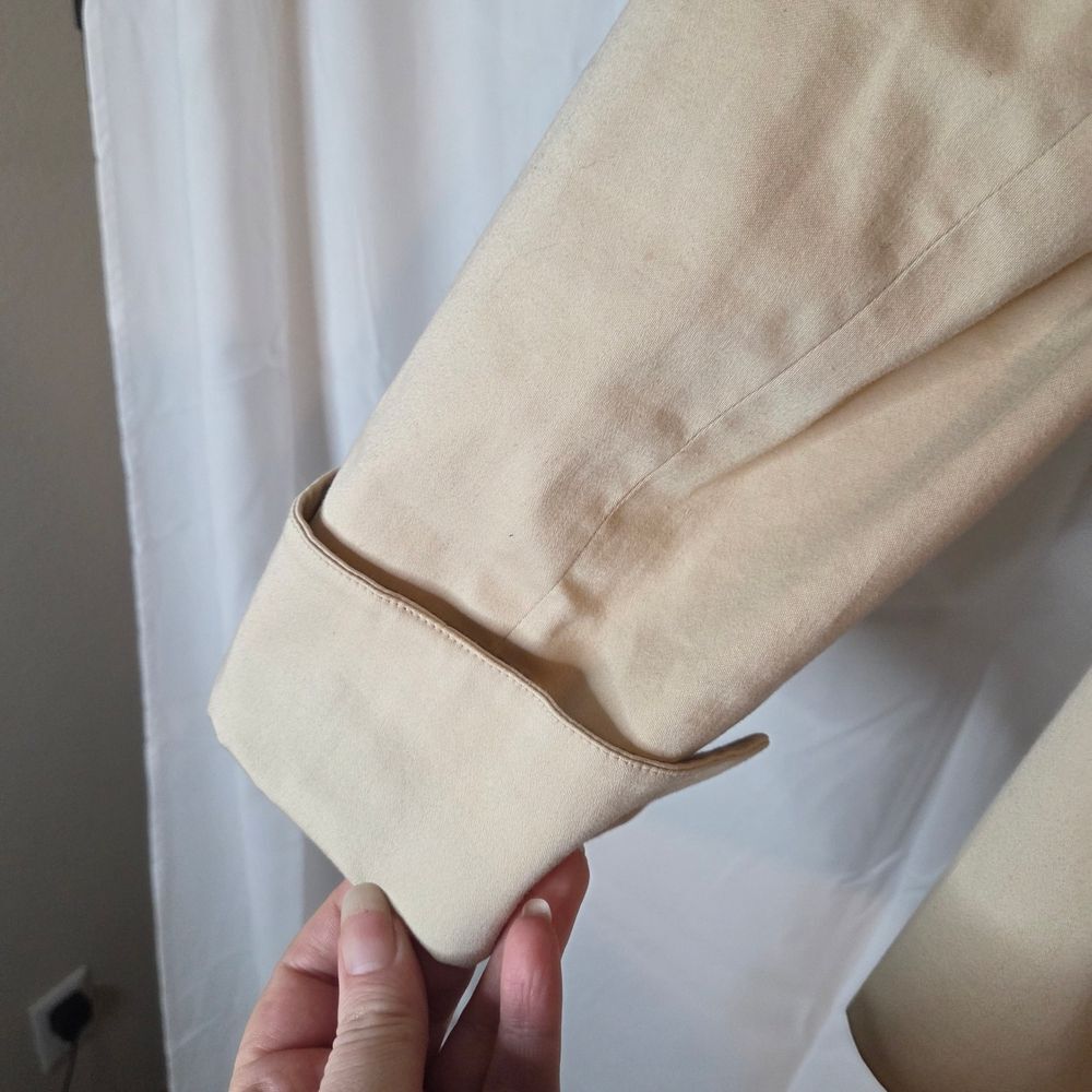 Y2K Grommet Jacket Cream Utility Military Style Cotton Stretch Minimalist Sz 10 - Picture 3 of 10